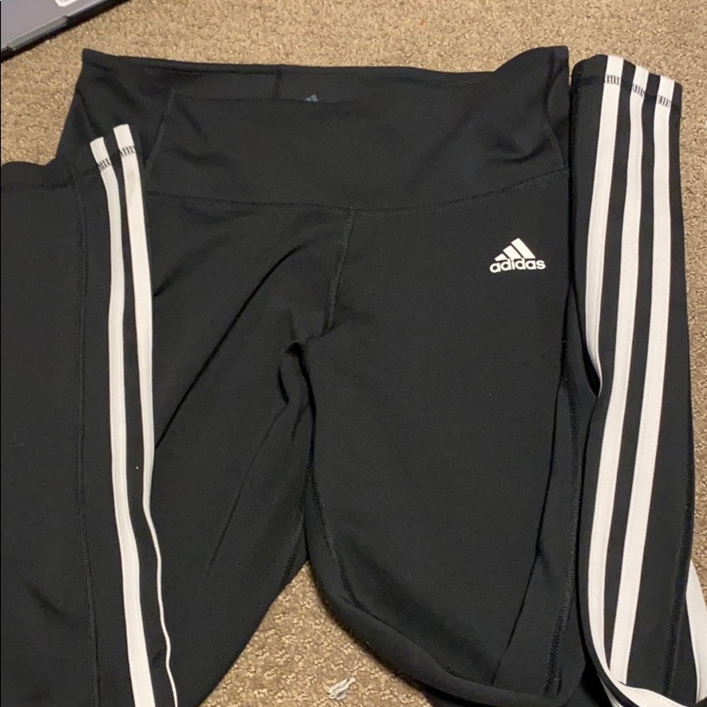 adidas white stripped leggings